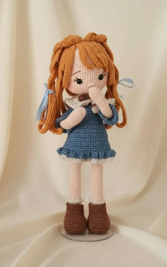 Amigurumi Lila Örgü Bebek Oyuncak - 30 cm Boyunda, El Emeği