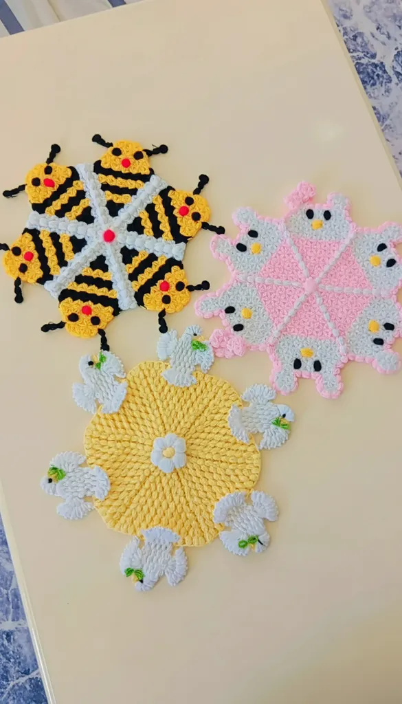 Hayvan Figürlü Örgü Lif Takımı - 3'lü Banyo Lifi Seti - El Emeği