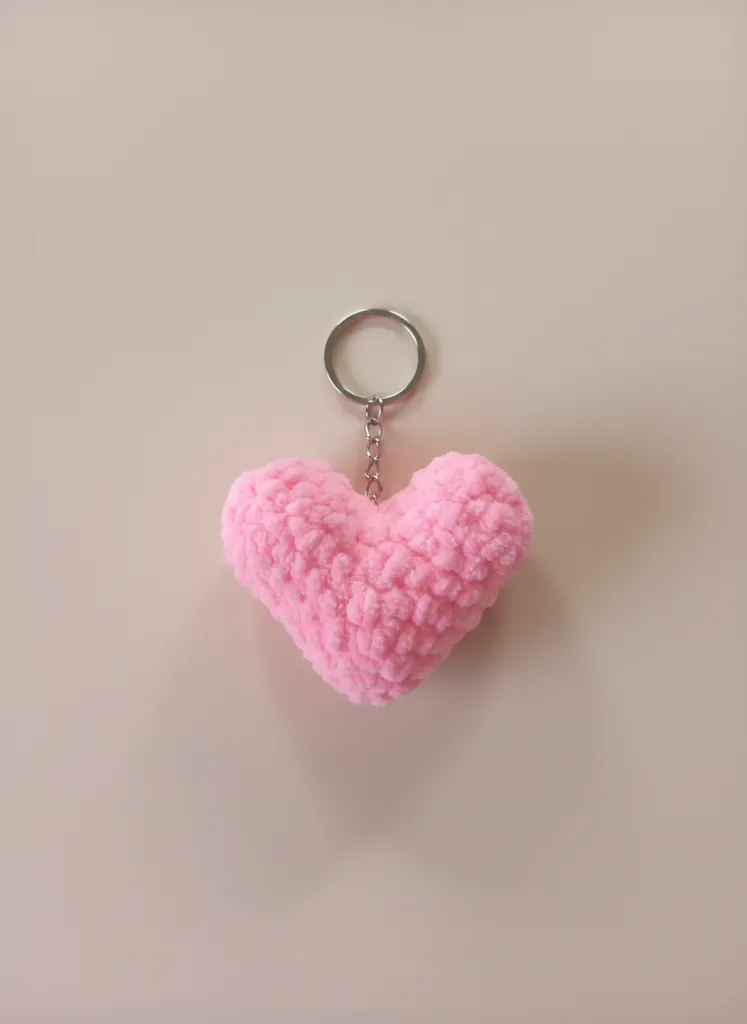 Pink Plush Heart Keychain - Decorative and Cute Keychain