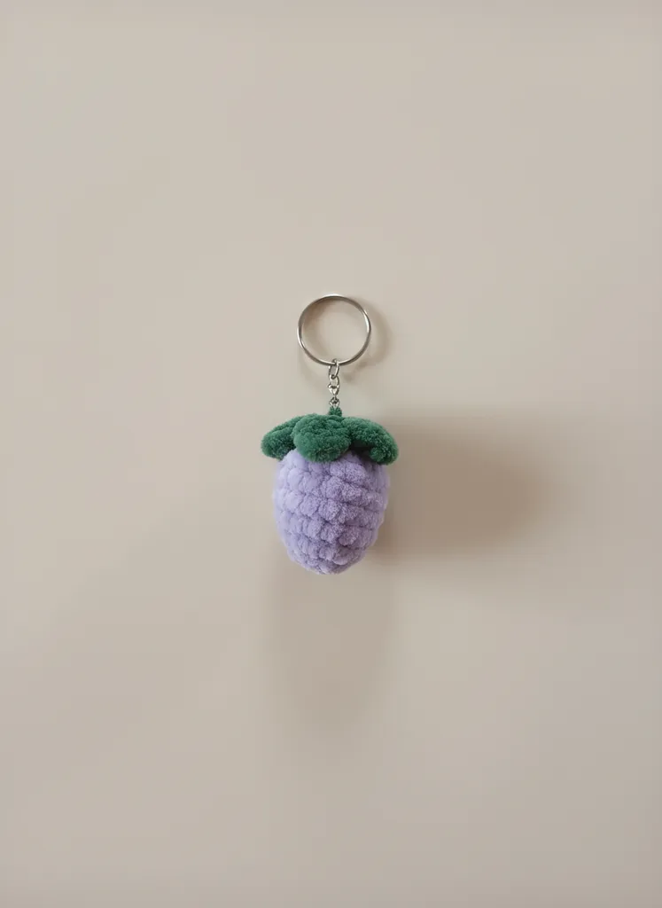 Purple Knitted Strawberry Keychain - Decorative and Stylish Key Accessory