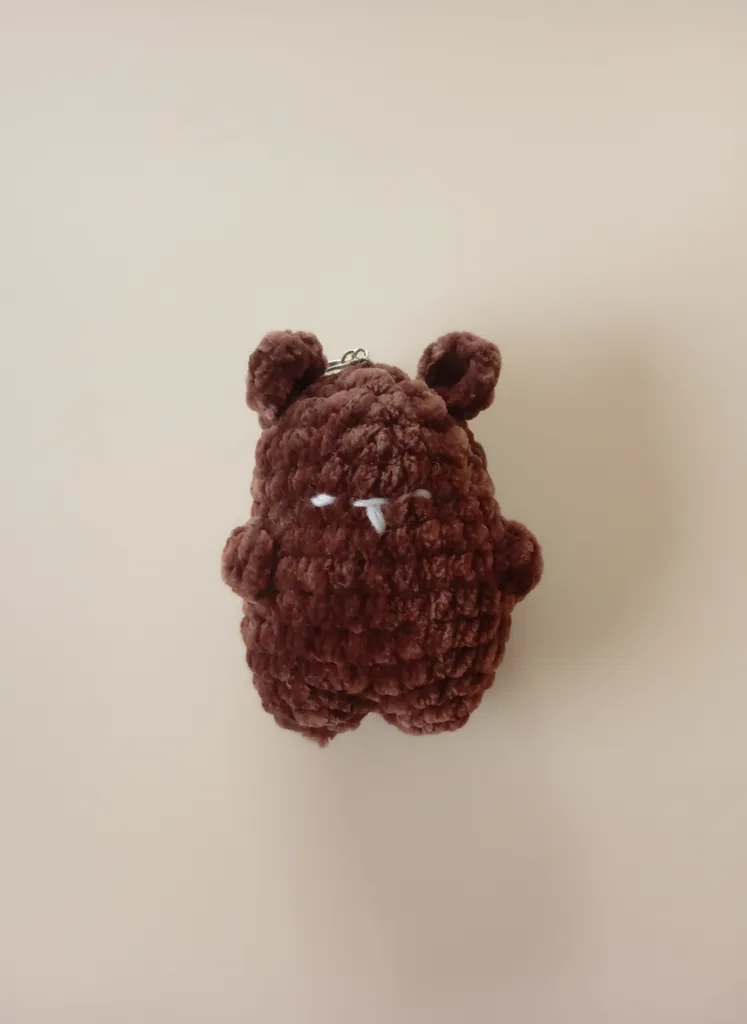 Brown Plush Teddy Bear Keychain - Amigurumi Toy Keychain