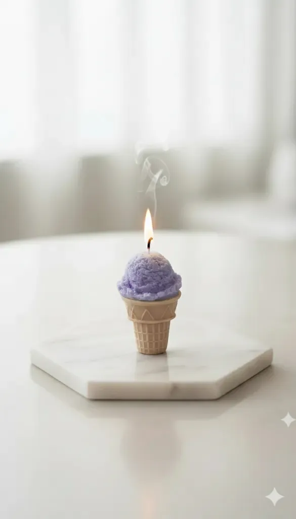 Purple Ice Cream Look Decorative Candle - Blackberry Scented