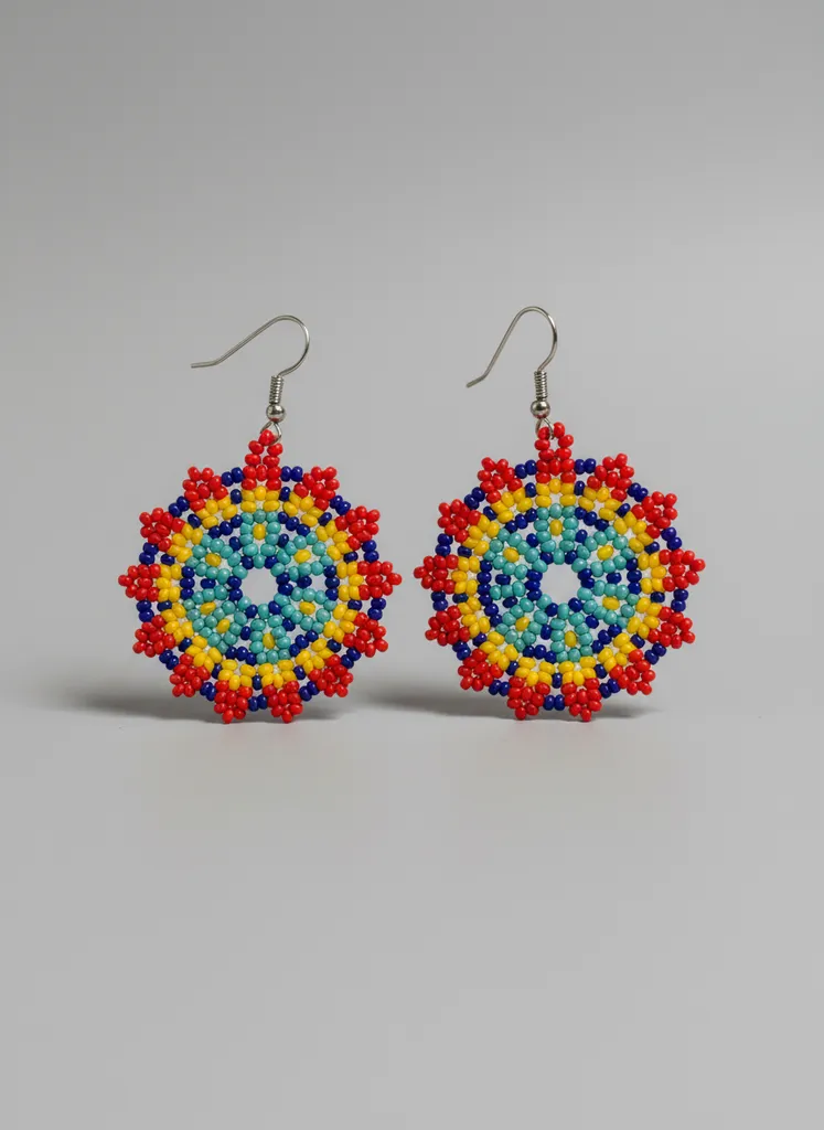 Renkli Boncuk Dokuma Miyuki Küpe - El Emeği Tasarım Küpe