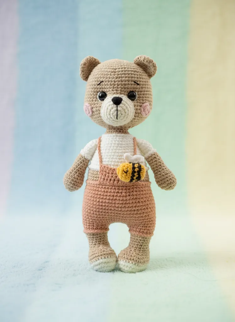 Amigurumi Oyuncak Ayı - Arı Detaylı, El Yapımı Bebek Hediyesi