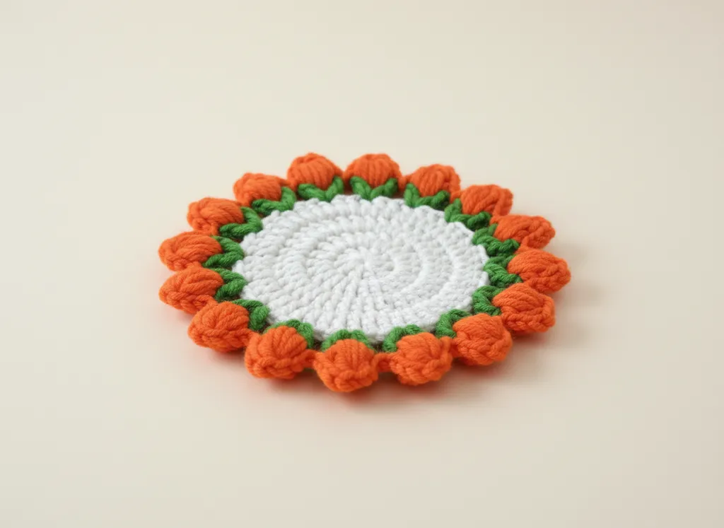 Örgü Lale Desenli Bardak Altlığı Seti - 6 Adet El Emeği