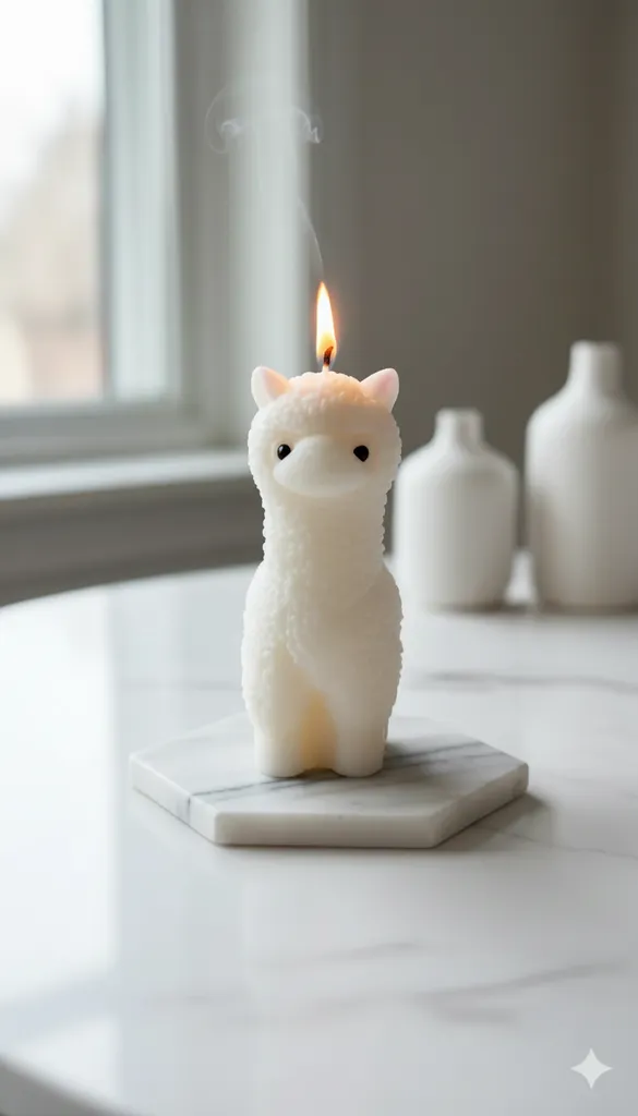 Beyaz Alpaka Mum - Dekoratif, Kokulu, El Yapımı Tasarım