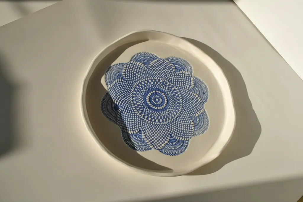 Ege Mavisi Desenli Seramik Sunum Tabağı - 26 cm Çapında