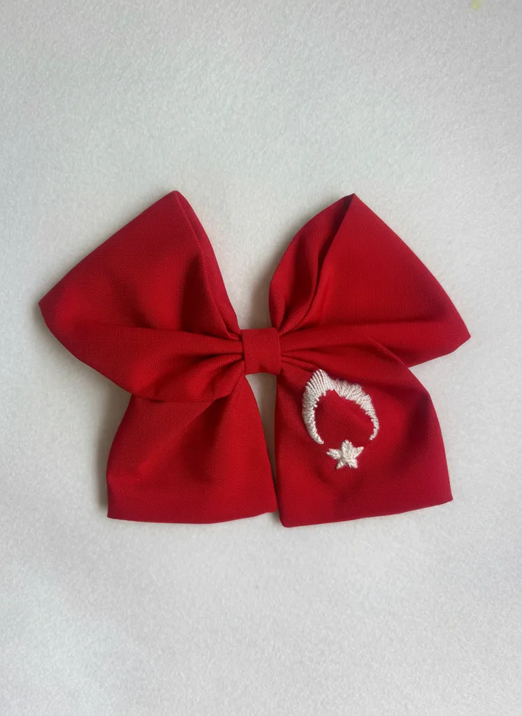 Red Turkish Flag Motif Ribbon Hair Clip - Women's Hair Accessory