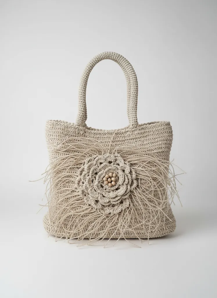 Kağıt İpten Örme Afrodit Çanta - Astarlı ve Çıt Çıt Kapamalı