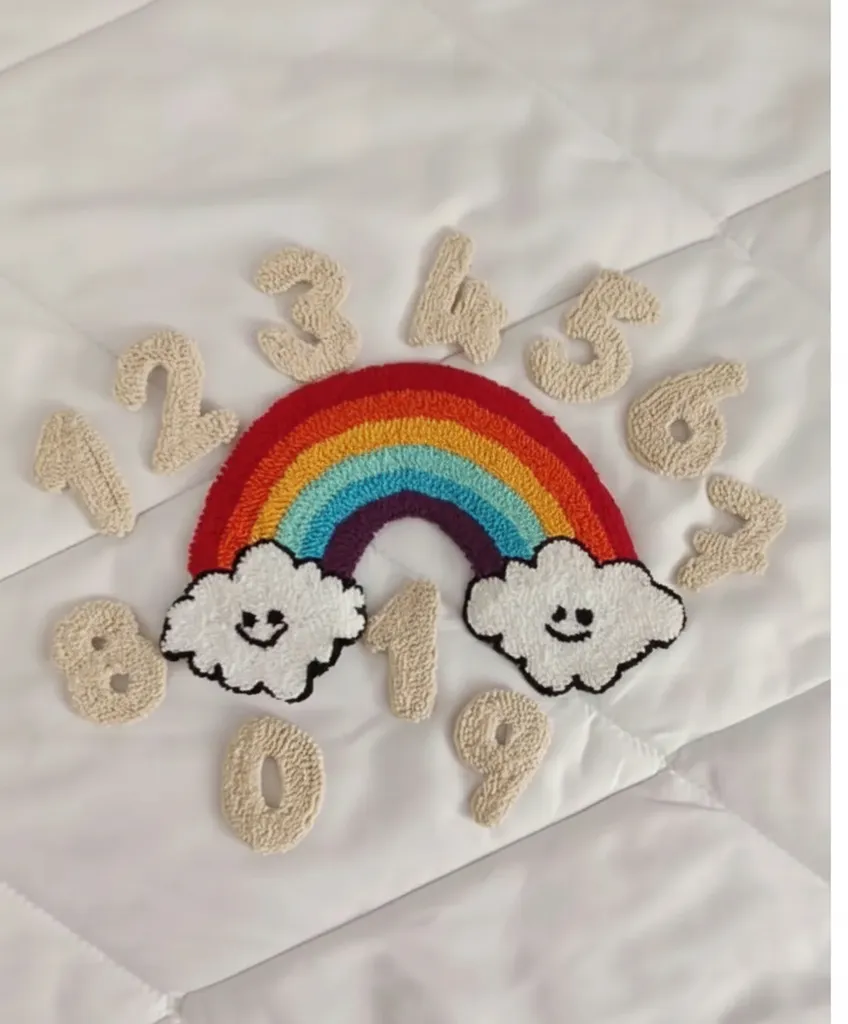 Gökkuşağı ve Sayı Desenli Bebek Anı Seti - Özel Tasarım