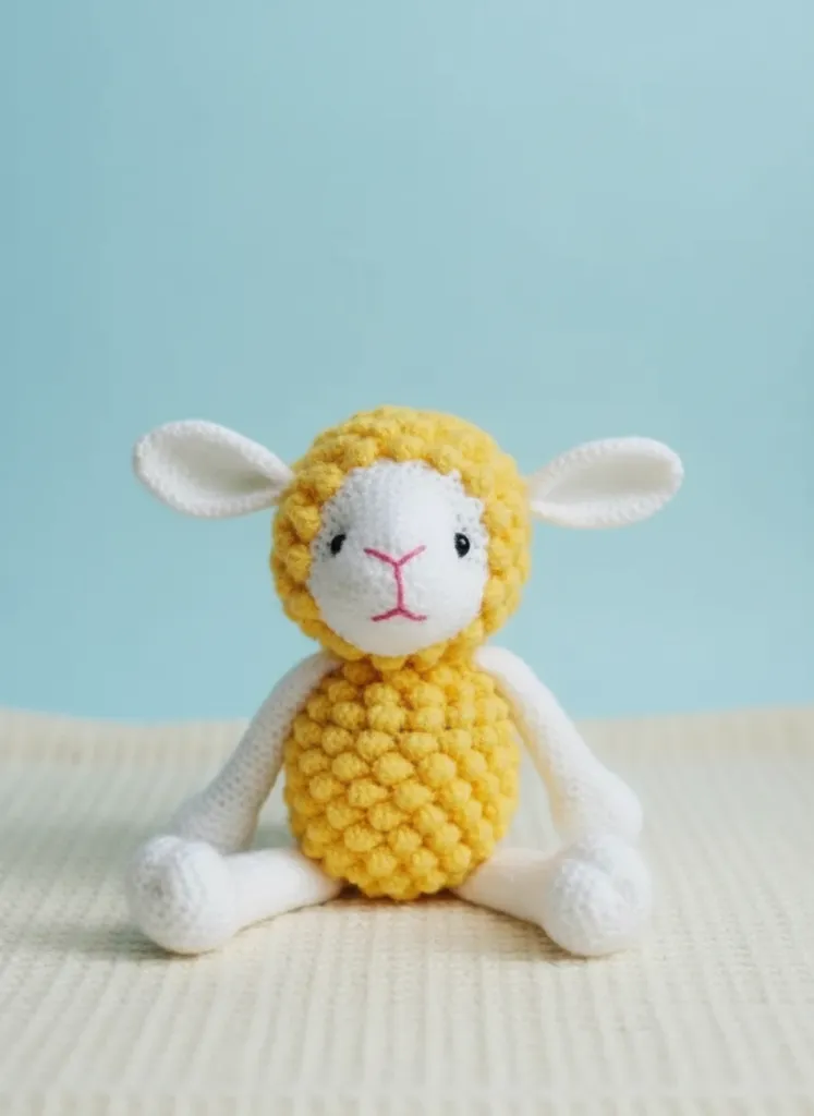 Sarı Kuzucuk Amigurumi Oyuncak Bebek - Organik El Örgüsü Uyku Arkadaşı