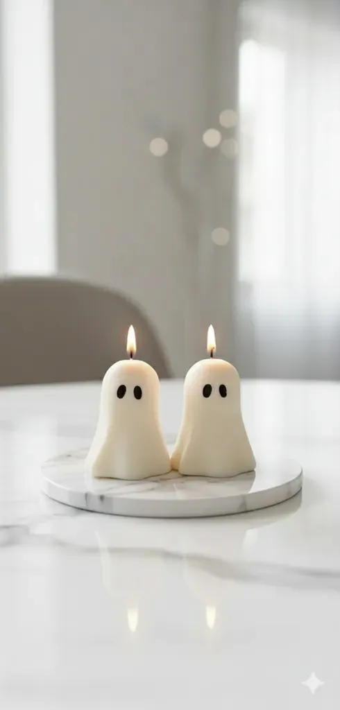 White Ghost Designed Decorative Candle Set - Special Design Duo