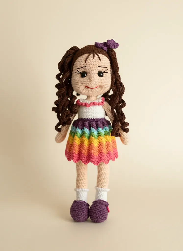 Amigurumi Zeynep Bebek - 40 cm Boyutunda, El Yapımı, Pamuk İplik