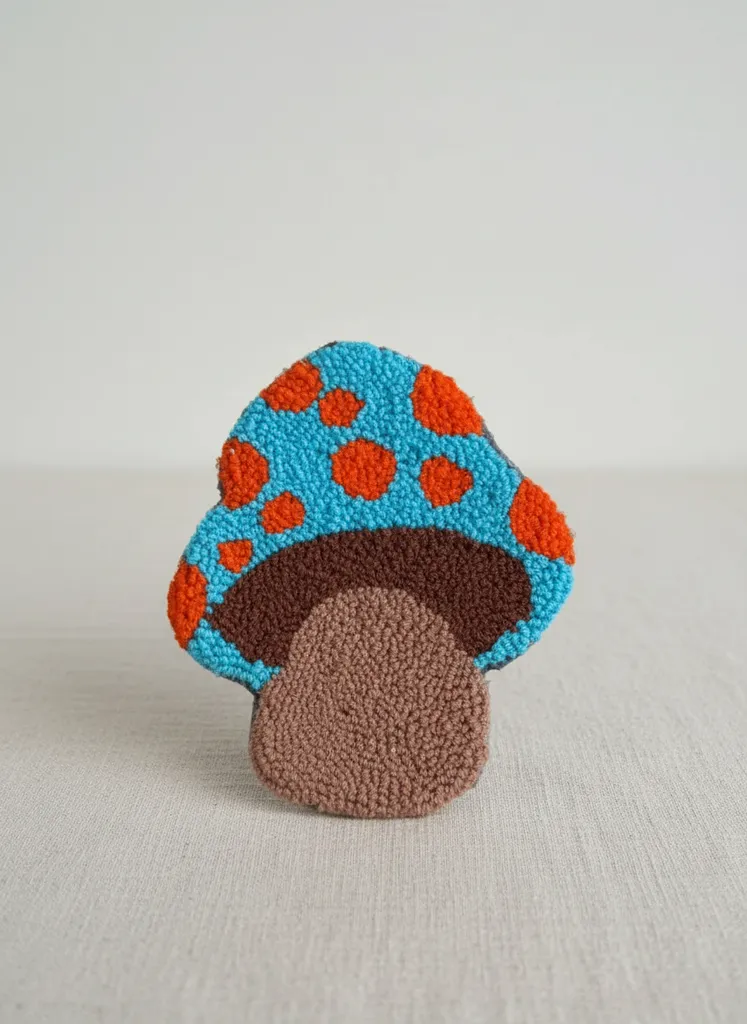 Punch Nakışı Mantar Desenli Bardak Altlığı - El Emeği Dekoratif