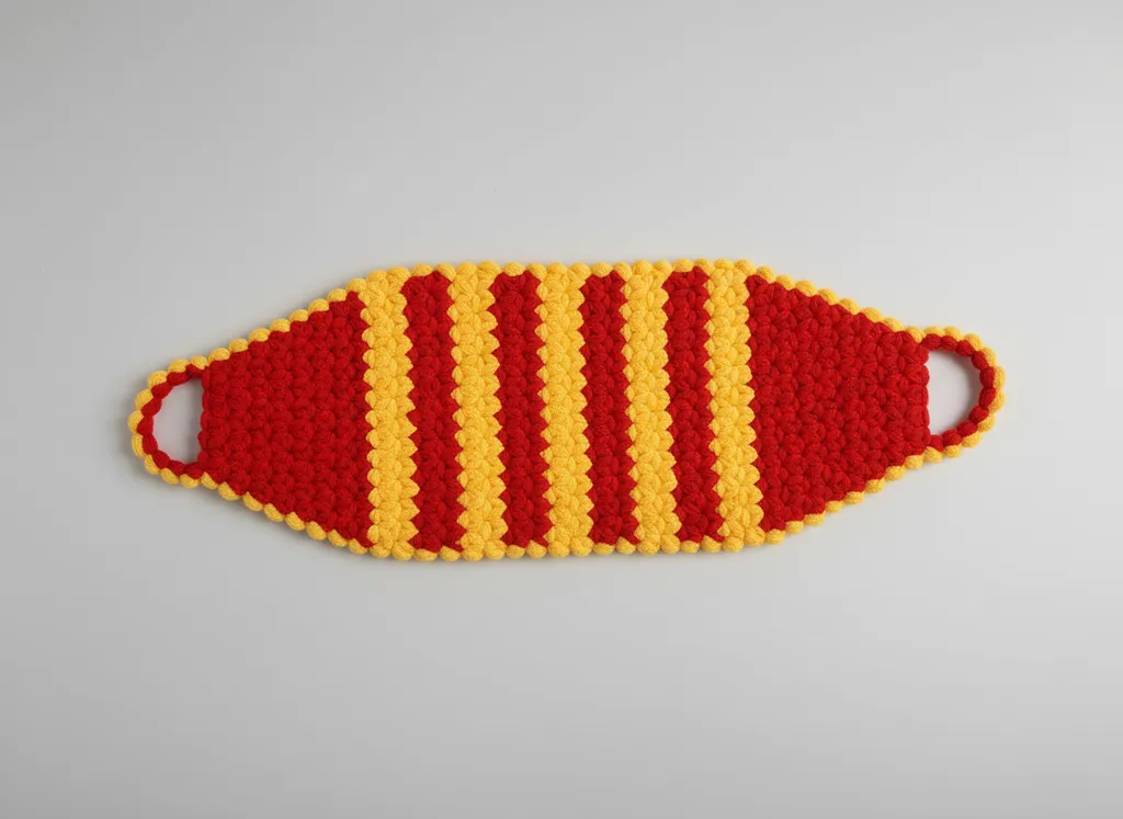 Yellow Red Galatasaray Fan Knitted Bath Fiber