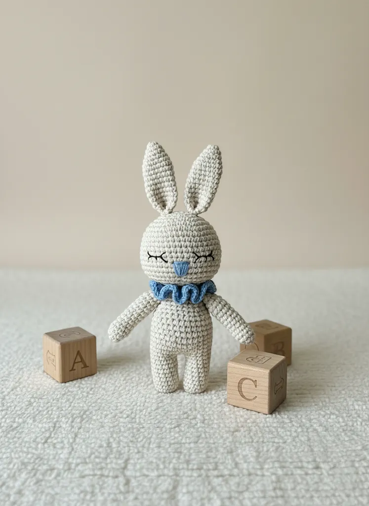 Amigurumi Fındık Rengi Tavşan Oyuncak Seti - El Yapımı Bebek Hediyesi