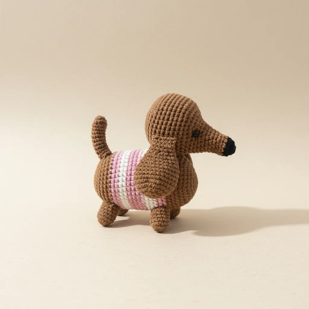 Kahverengi Örgü Amigurumi Köpek Oyuncak - El Yapımı Hediyelik