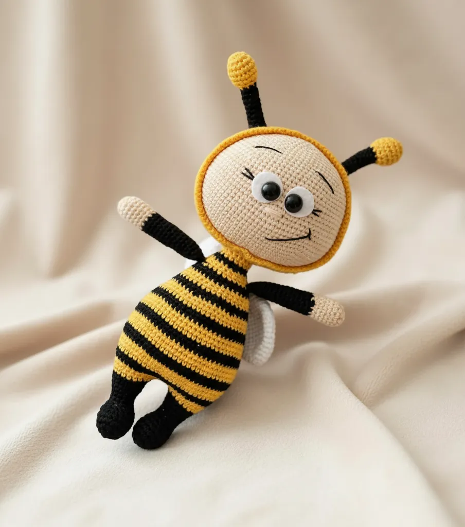 Amigurumi Arı Bonnie Bebek Oyuncak - 25 cm Boyunda, El Yapımı