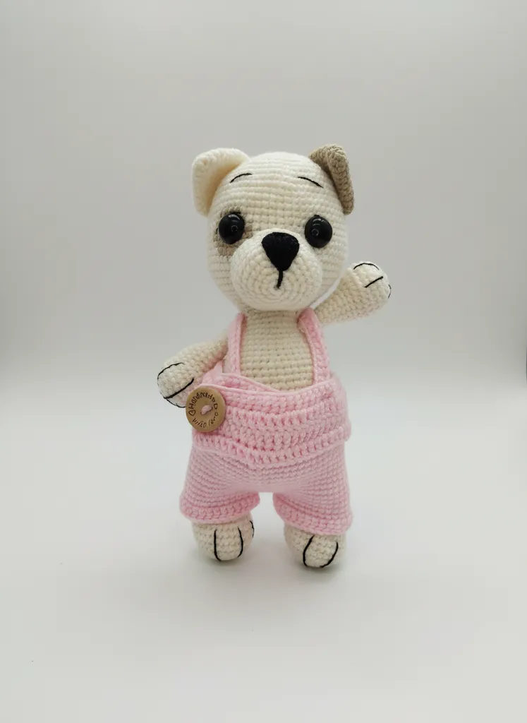 Örgü Oyuncak Köpek - Pembe Tulumlu Uyku Arkadaşı - El Emeği