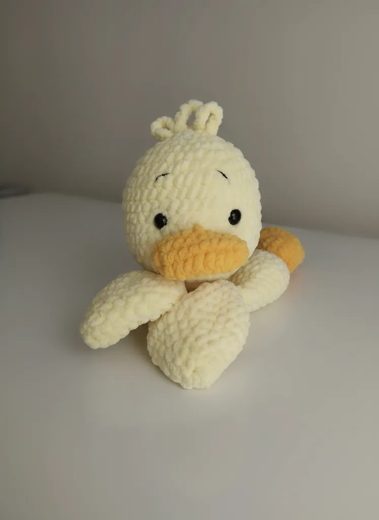 Sarı Tonlarında Yumuşak Örme Oyuncak Ördek - Uyku Arkadaşı