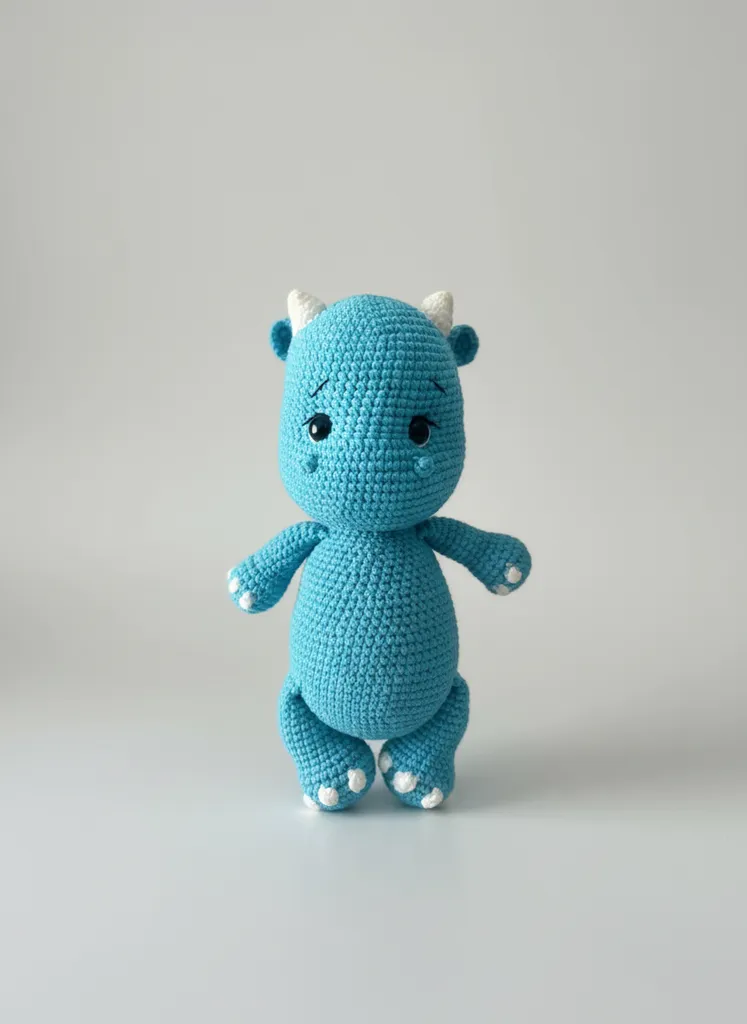 Mavi Örgü Amigurumi Dinozor Oyuncak - El Emeği Bebek Hediyesi