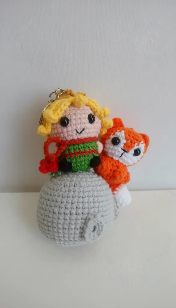 Cute Little Prince and Fox Amigurumi Keychain - Bag Accessory
