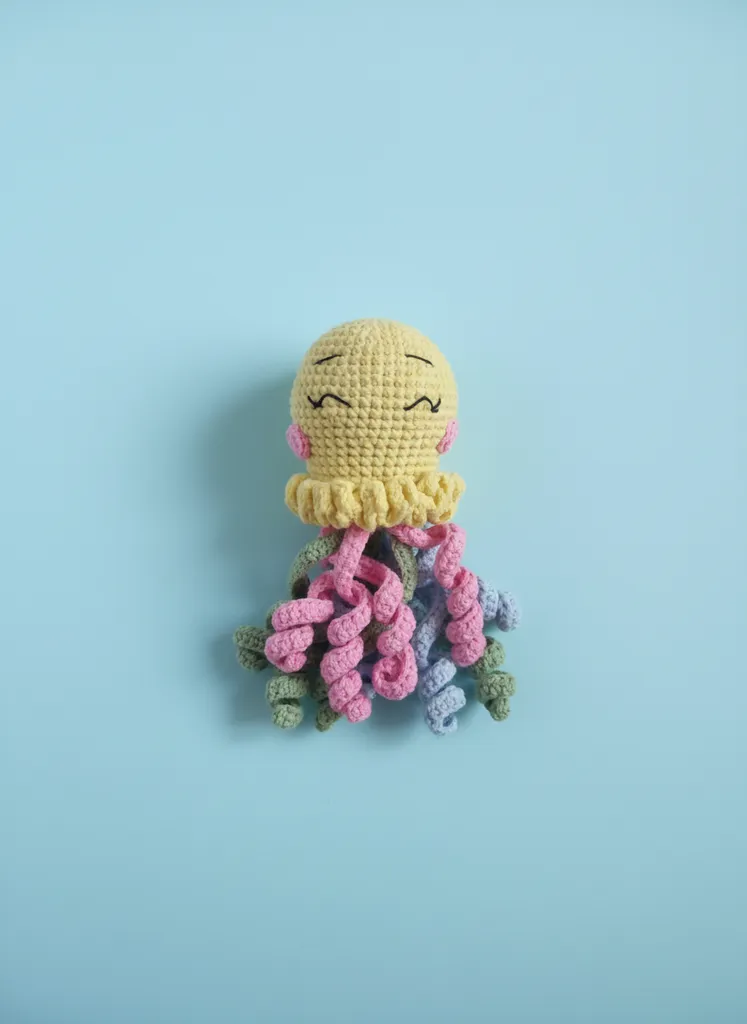 Sarı Amigurumi Ahtapot Bebek Oyuncağı - El Emeği Örgü Oyuncak