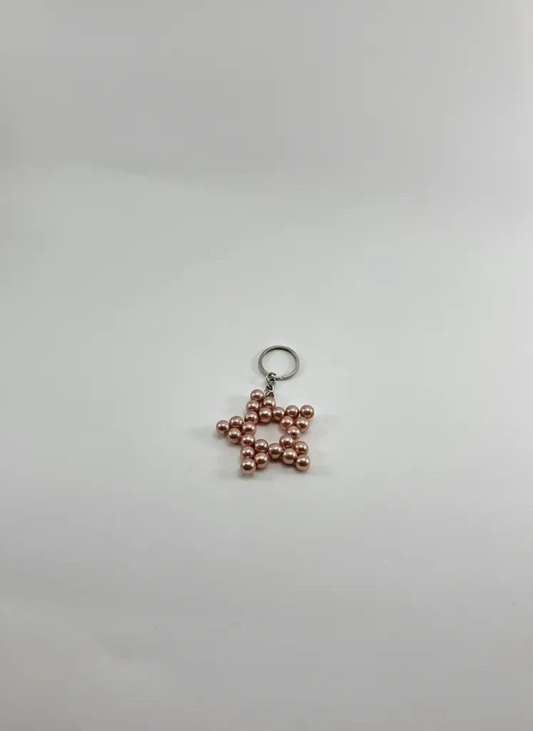 Kavuniçi Boncuklu Yıldız Anahtarlık - Özel Tasarım El Emeği