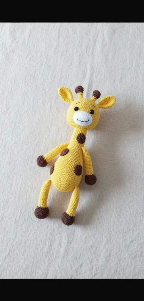 Yellow Amigurumi Giraffe Toy Doll - Organic Cotton Yarn
