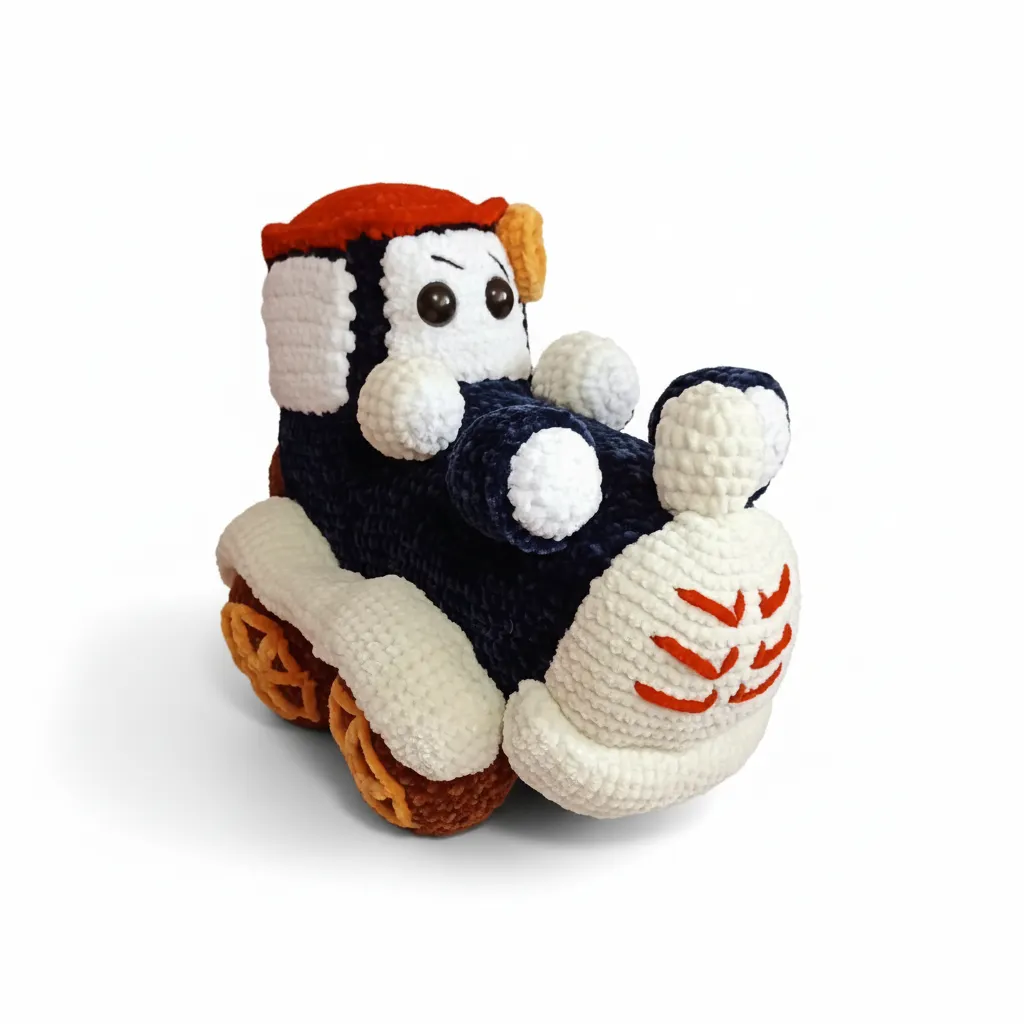 Velvet Yarn Knitted Toy Train - Decorative and Soft Handmade