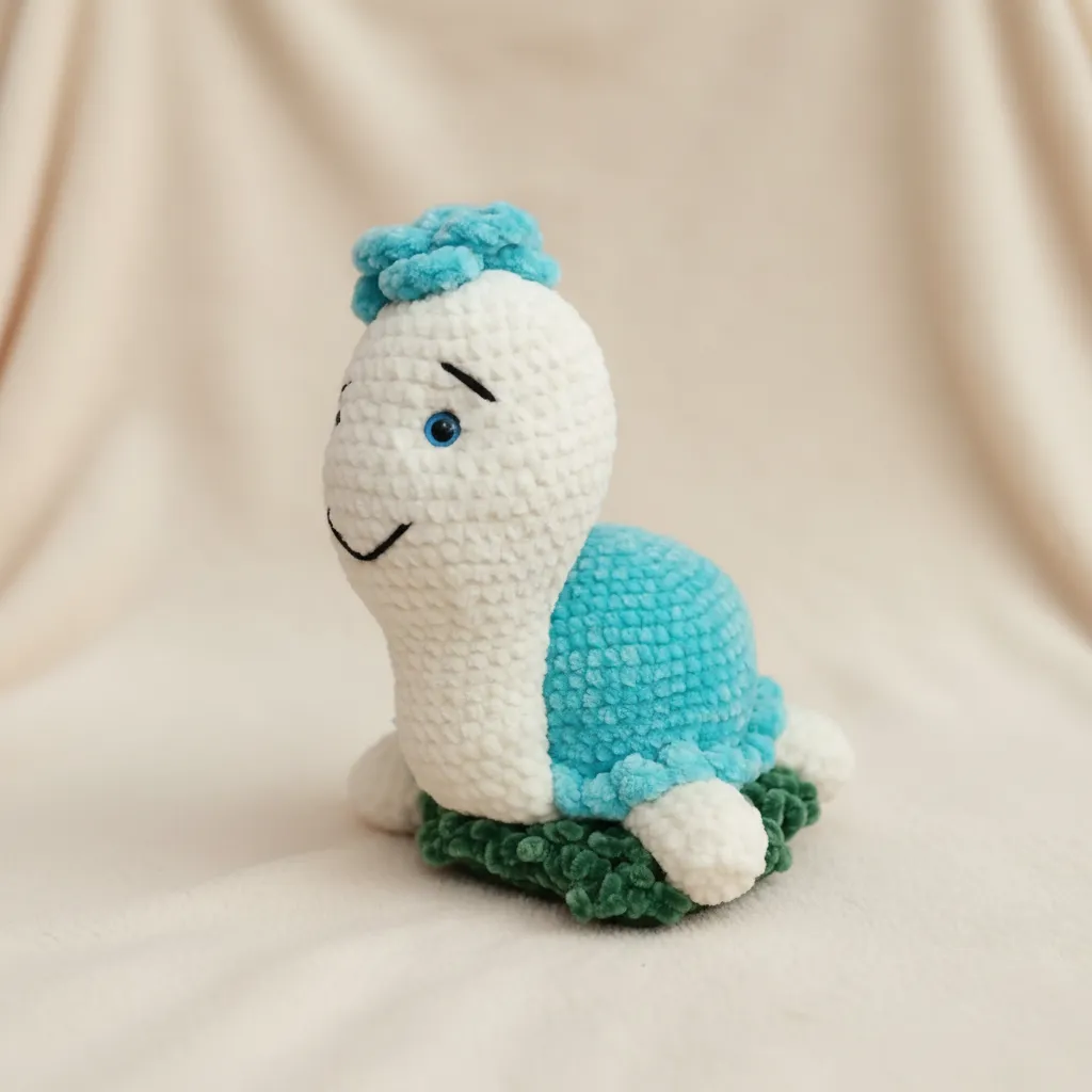 Mavi Beyaz Örgü Kaplumbağa Amigurumi Oyuncak - El Emeği