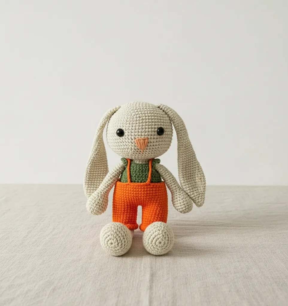 Örgü Amigurumi Uzun Kulaklı Tavşan Oyuncak - Şortlu ve El Emeği