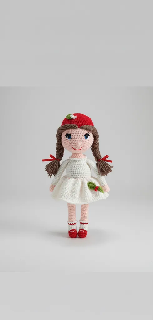 Örgü Çilek Kız Amigurumi Bebek - El Yapımı Oyuncak Bebek