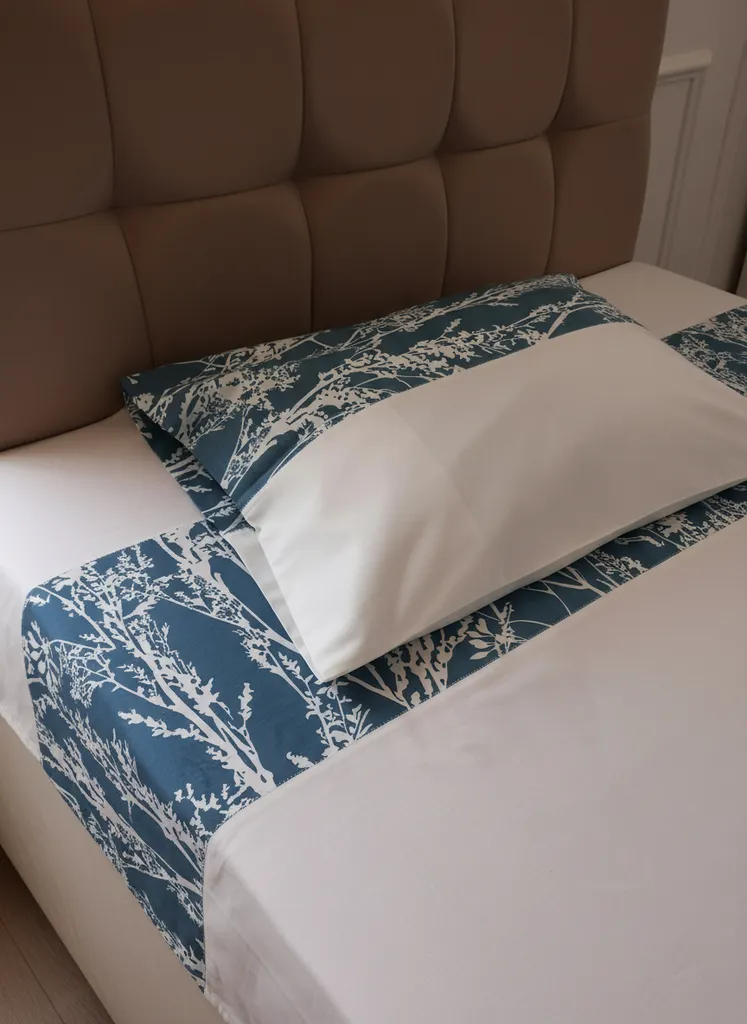 Ranforce Tek Kişilik Patchwork Çarşaf Takımı Mavi Beyaz Çiçek Desenli