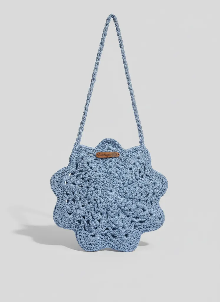 Blue Star Motif Knitted Bag - Handmade Chic Design