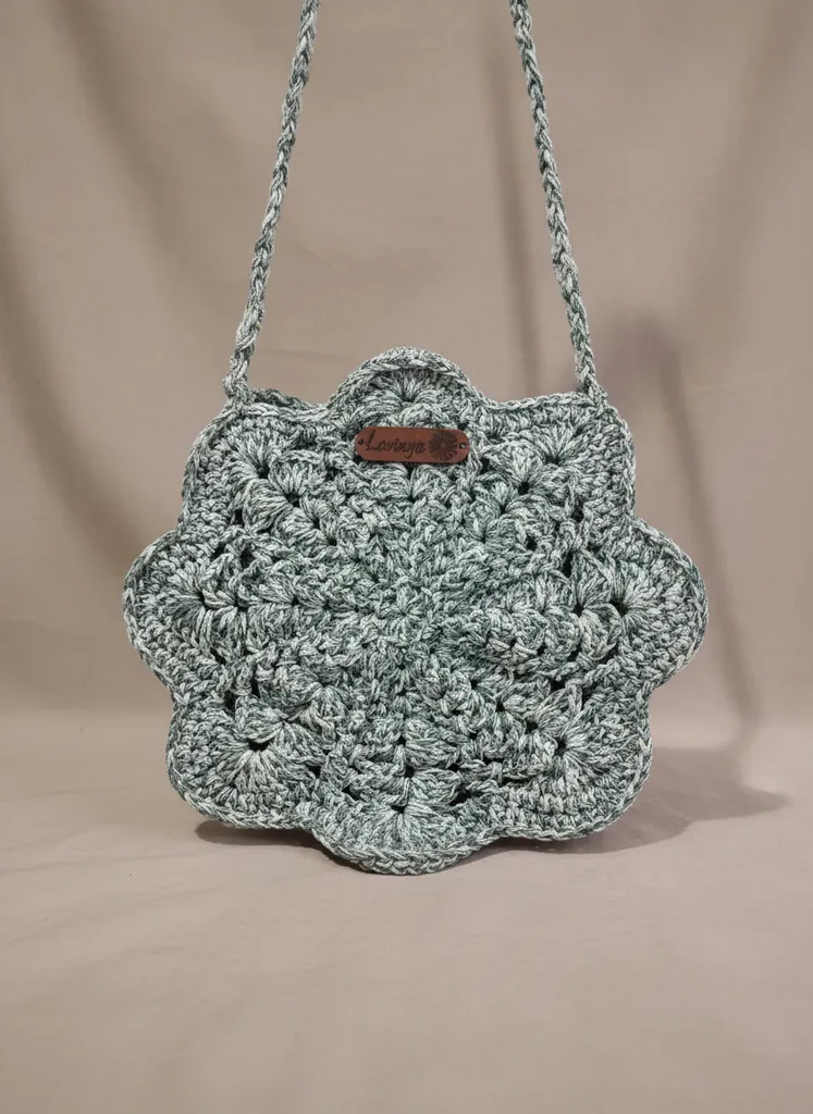 Yeşil Beyaz Makrome Örgü Çanta - Yıldız Model Omuz Çantası