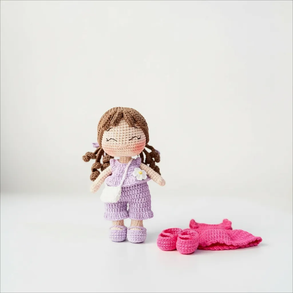 Amigurumi Erva Bebek - El Örgüsü Oyuncak Bebek ve Yedek Kıyafet