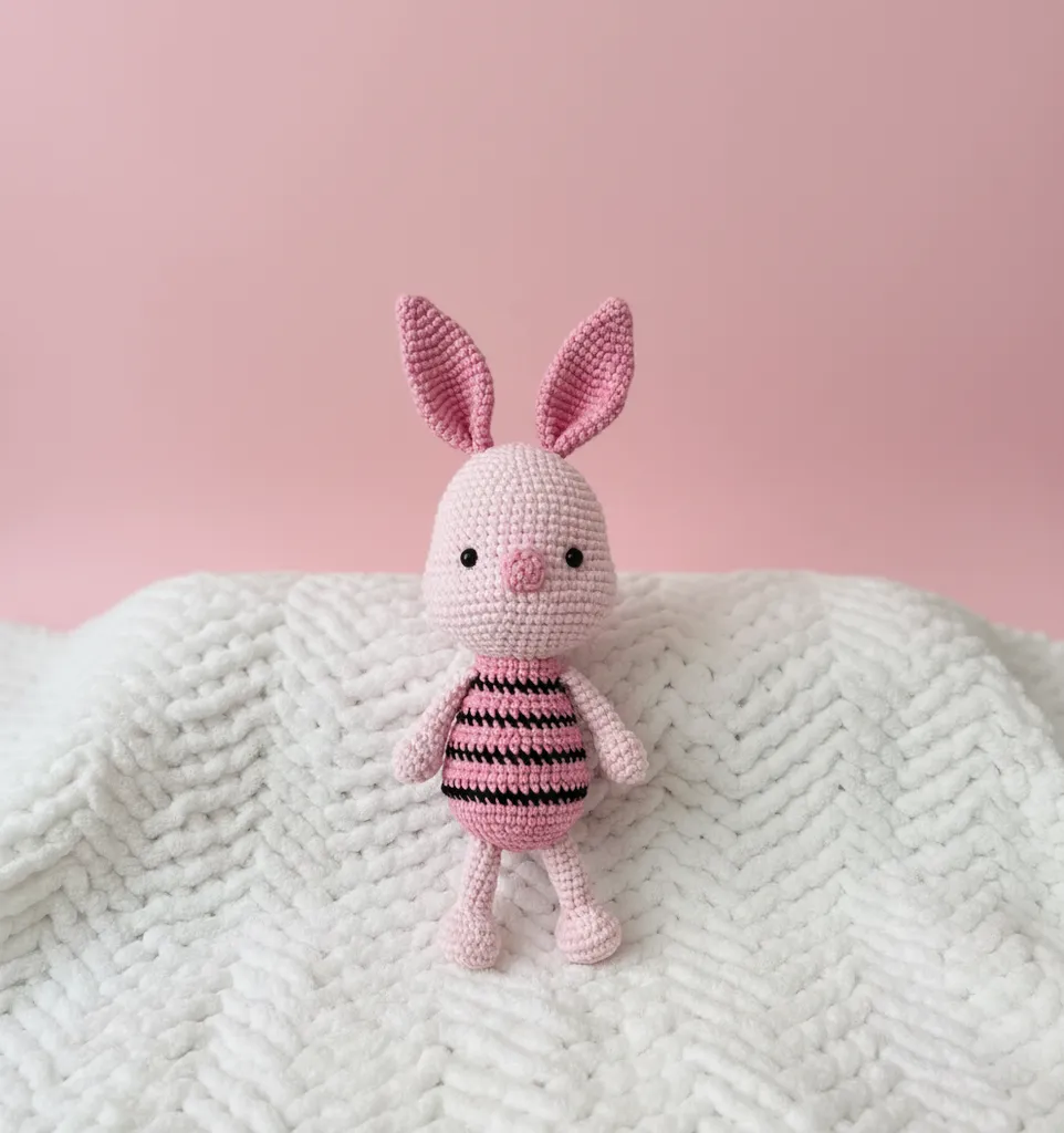 Pembe Amigurumi Piglet Oyuncak Bebek - El Emeği Örgü Domuzcuk