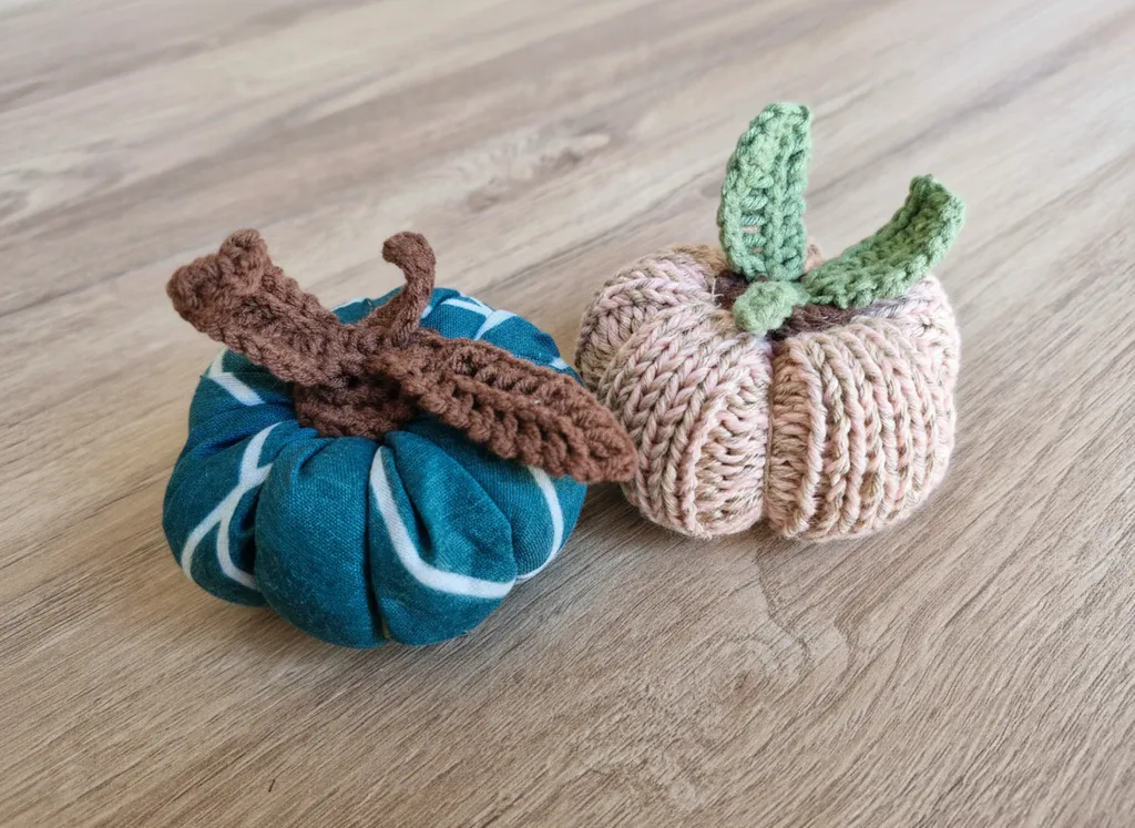 Knitted Pumpkin Decorative Ornament - Handmade Gift
