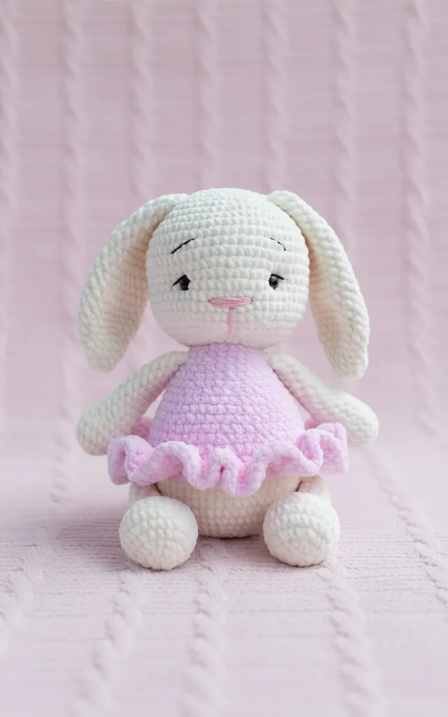 Amigurumi Tavşan Bebek Oyuncak - Pembe El Örgüsü, 40 cm