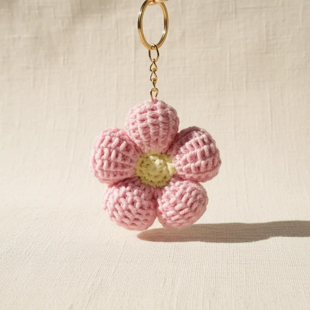 🌸 Tatlılık ve Zarafet Bir Arada ,Pembe  Papatya Anahtarlık 🌸