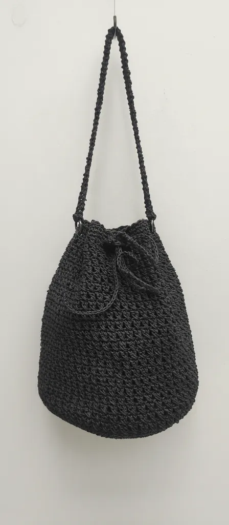 Füme Örgü Torba Çanta - Omuz ve El Askılı, Astarlı ve Cepli