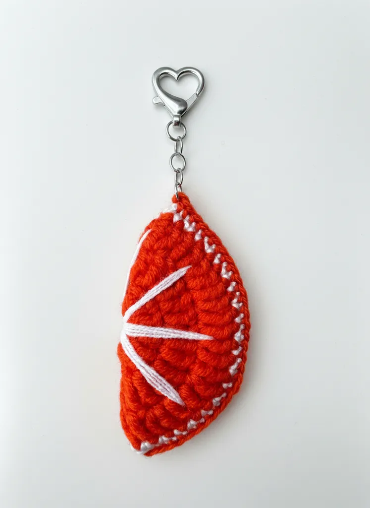 Turuncu Örgü Portakal Dilimi Anahtarlık Charm - El Emeği
