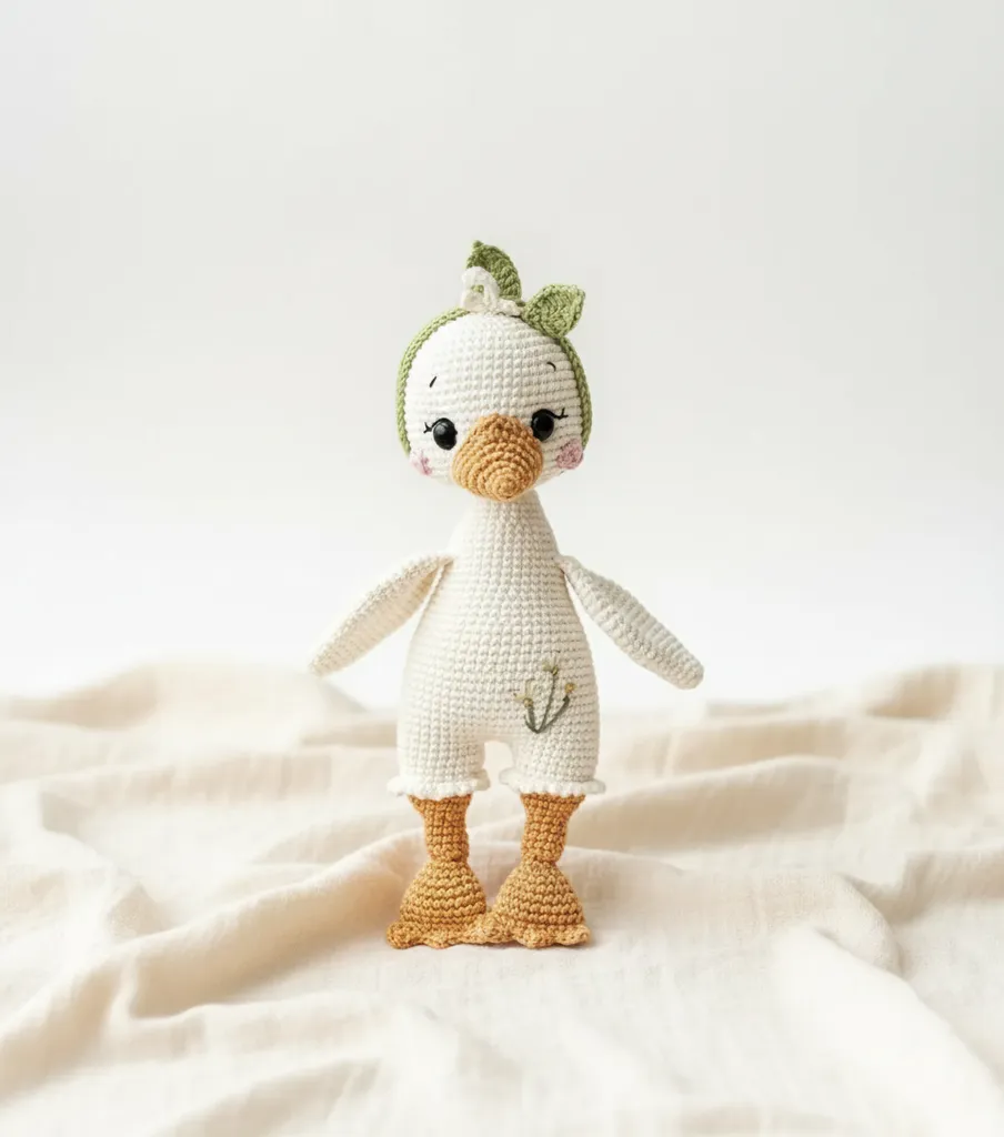 Pamuk İplikten Örme Amigurumi Kaz Bebek Oyuncak - El Yapımı