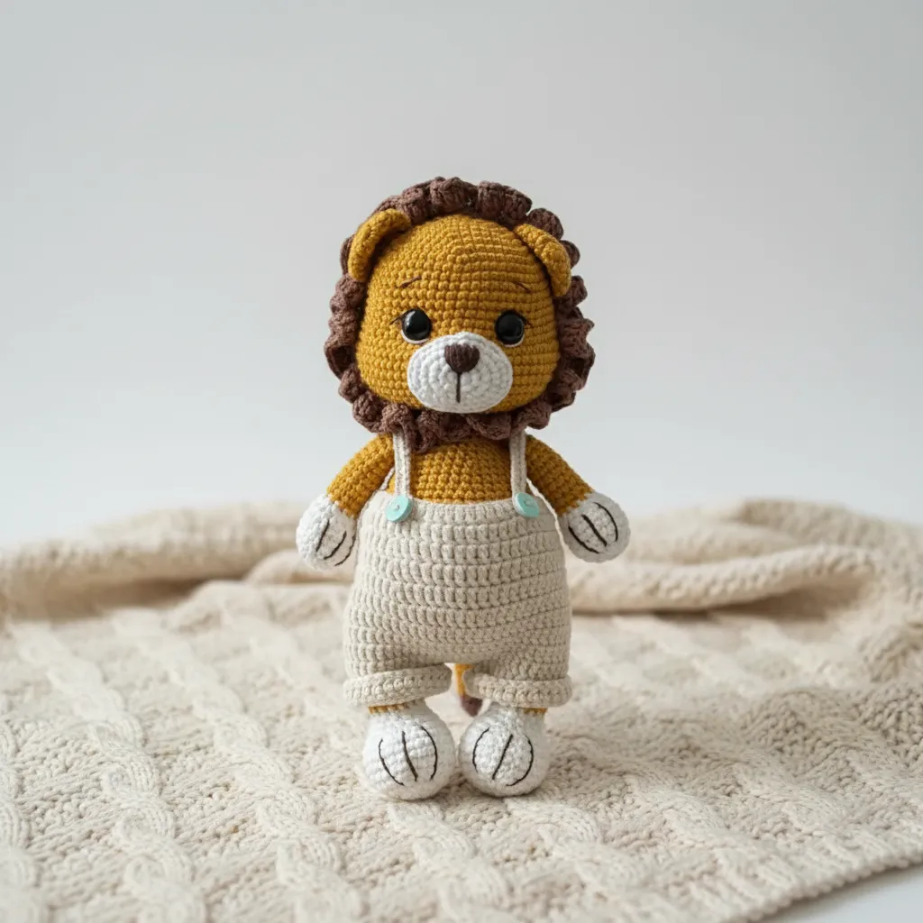 Sarı Amigurumi Aslan Oyuncak - El Yapımı Organik Bebek Hediyesi