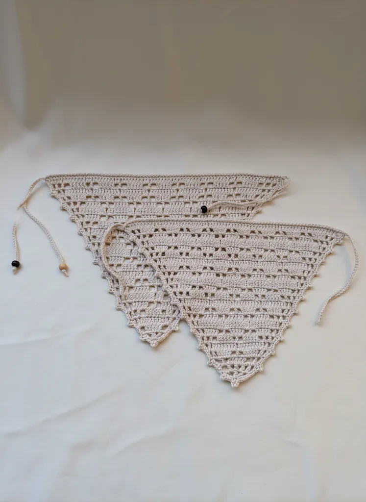 Krem Renkli Örgü Bandana Seti (2'li) - Anne Kız Kombin