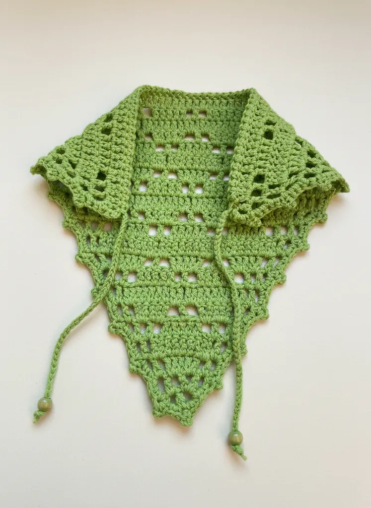 Yeşil Örgü Bandana - Pamuk İplikten El Emeği ve Bohem Tarz