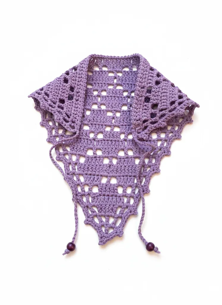 Lila Örgü Bandana - Pamuk İplikten El Emeği Şık ve Trend Saç Aksesuarı