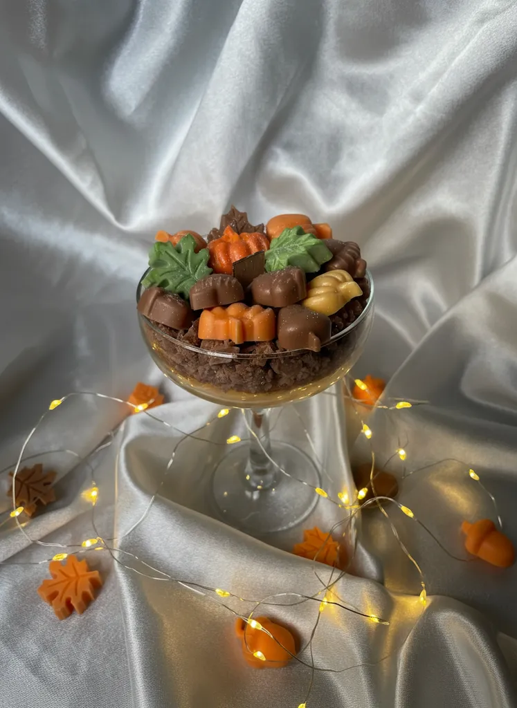Autumn Themed Orange Scented Soy Wax Candle Glass - Handmade
