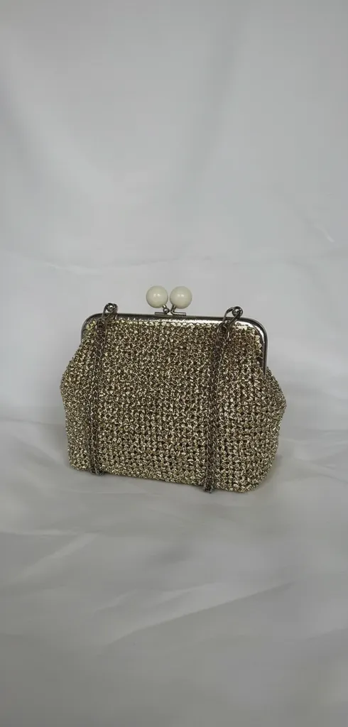 Metalik Dokulu Örme El Çantası - Özel Tasarım Şık Clutch